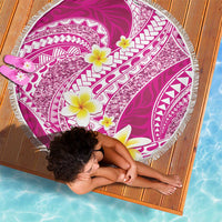 Plumeria Polynesian Pink Glitter Pattern Beach Blanket LT01 - Polynesian Pride