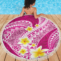 Plumeria Polynesian Pink Glitter Pattern Beach Blanket LT01 - Polynesian Pride