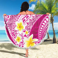 Plumeria Polynesian Pink Glitter Pattern Beach Blanket LT01 - Polynesian Pride