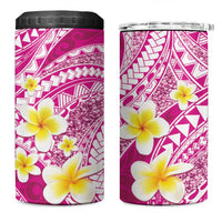 Plumeria Polynesian Pink Glitter Pattern 4 in 1 Can Cooler Tumbler