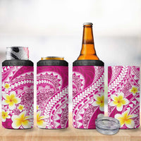 Plumeria Polynesian Pink Glitter Pattern 4 in 1 Can Cooler Tumbler