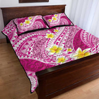 Plumeria Polynesian Pink Glitter Pattern Quilt Bed Set