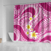 Plumeria Polynesian Pink Glitter Pattern Shower Curtain
