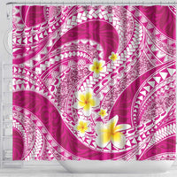Plumeria Polynesian Pink Glitter Pattern Shower Curtain