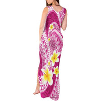 Plumeria Polynesian Pink Glitter Pattern Tank Maxi Dress