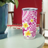 Plumeria Polynesian Pink Glitter Pattern Tumbler Cup