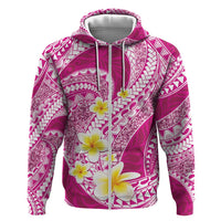 Plumeria Polynesian Pink Glitter Pattern Zip Hoodie