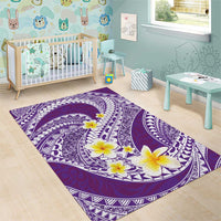 Plumeria Polynesian Purple Glitter Pattern Area Rug