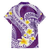Plumeria Polynesian Purple Glitter Pattern Family Matching Short Sleeve Bodycon Dress and Hawaiian Shirt