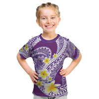 Plumeria Polynesian Purple Glitter Pattern Kid T Shirt LT01 Purple - Polynesian Pride