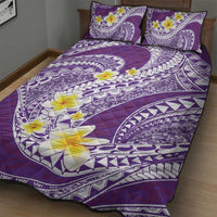Plumeria Polynesian Purple Glitter Pattern Quilt Bed Set