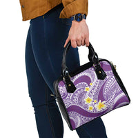 Plumeria Polynesian Purple Glitter Pattern Shoulder Handbag