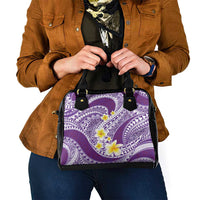 Plumeria Polynesian Purple Glitter Pattern Shoulder Handbag