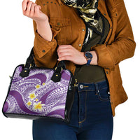 Plumeria Polynesian Purple Glitter Pattern Shoulder Handbag