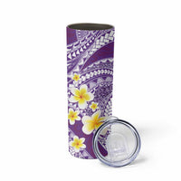 Plumeria Polynesian Purple Glitter Pattern Skinny Tumbler