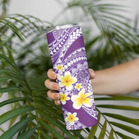 Plumeria Polynesian Purple Glitter Pattern Skinny Tumbler