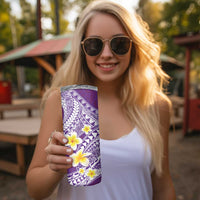Plumeria Polynesian Purple Glitter Pattern Skinny Tumbler