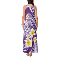 Plumeria Polynesian Purple Glitter Pattern Tank Maxi Dress