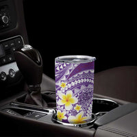 Plumeria Polynesian Purple Glitter Pattern Tumbler Cup