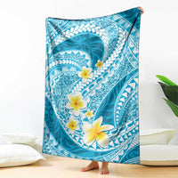 Plumeria Polynesian Sky Blue Glitter Pattern Blanket