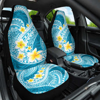 Plumeria Polynesian Sky Blue Glitter Pattern Car Seat Cover