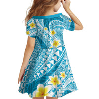 Plumeria Polynesian Sky Blue Glitter Pattern Family Matching Off Shoulder Maxi Dress and Hawaiian Shirt