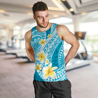 Plumeria Polynesian Sky Blue Glitter Pattern Men Tank Top