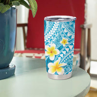 Plumeria Polynesian Sky Blue Glitter Pattern Tumbler Cup
