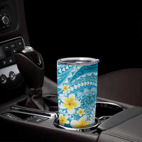 Plumeria Polynesian Sky Blue Glitter Pattern Tumbler Cup