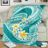 Plumeria Polynesian Teal Glitter Pattern Blanket