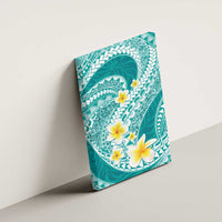 Plumeria Polynesian Teal Glitter Pattern Canvas Wall Art