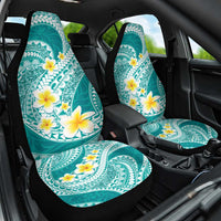 Plumeria Polynesian Teal Glitter Pattern Car Seat Cover