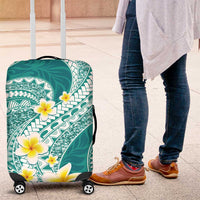Plumeria Polynesian Teal Glitter Pattern Luggage Cover