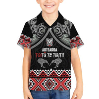 Aotearoa Toitu Te Tiriti Waitangi Family Matching Off Shoulder Short Dress and Hawaiian Shirt Proud To Be Maori