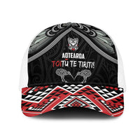 Aotearoa Toitu Te Tiriti Waitangi Mesh Trucker Cap Proud To Be Maori LT01 One Size White Black - Polynesian Pride