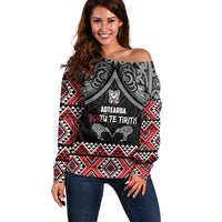 Aotearoa Toitu Te Tiriti Waitangi Off Shoulder Sweater Proud To Be Maori