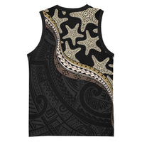 Beige Polynesian Starfish Unique Pattern Basketball Jersey