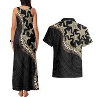 Beige Polynesian Starfish Unique Pattern Couples Matching Tank Maxi Dress and Hawaiian Shirt LT01 - Polynesian Pride