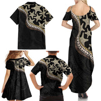 Beige Polynesian Starfish Unique Pattern Family Matching Summer Maxi Dress and Hawaiian Shirt