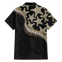 Beige Polynesian Starfish Unique Pattern Family Matching Summer Maxi Dress and Hawaiian Shirt