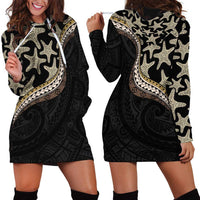 Beige Polynesian Starfish Unique Pattern Hoodie Dress