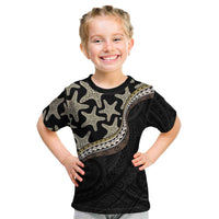 Beige Polynesian Starfish Unique Pattern Kid T Shirt
