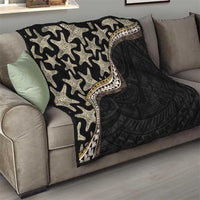 Beige Polynesian Starfish Unique Pattern Quilt