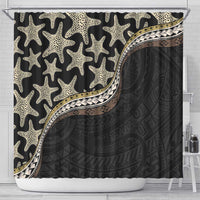 Beige Polynesian Starfish Unique Pattern Shower Curtain