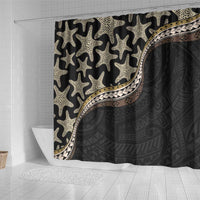 Beige Polynesian Starfish Unique Pattern Shower Curtain