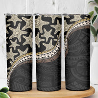Beige Polynesian Starfish Unique Pattern Skinny Tumbler
