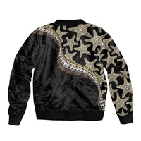 Beige Polynesian Starfish Unique Pattern Sleeve Zip Bomber Jacket LT01 - Polynesian Pride