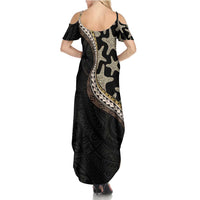 Beige Polynesian Starfish Unique Pattern Summer Maxi Dress LT01 - Polynesian Pride