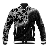 Monotone Polynesian Starfish Unique Pattern Baseball Jacket