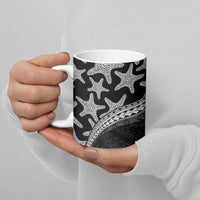 Monotone Polynesian Starfish Unique Pattern Ceramic Mug